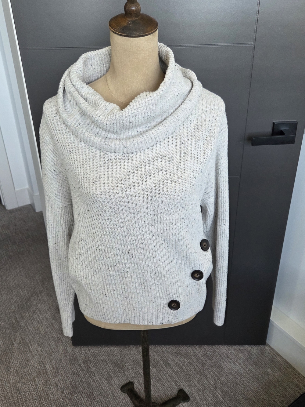 Jessica Simpson Cream Cowl Neck Button-Side Sweater